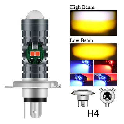 Motorcycle headlights, headlights Ba20D H4 P15D White-Yellow - red-and-blue-warning-fish-eyes-h4-white-yellow-fine-style