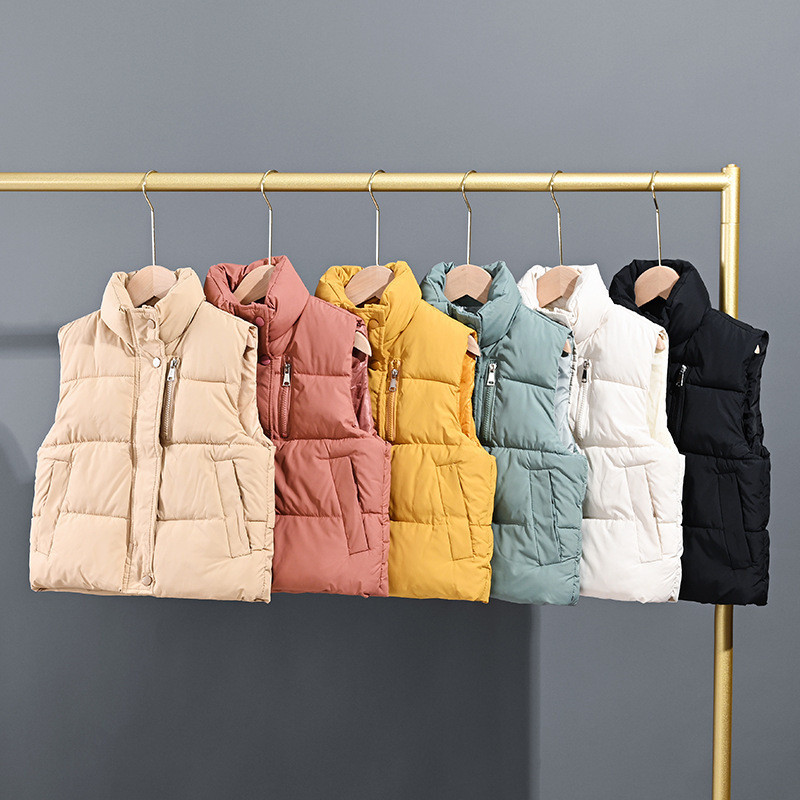 Nuevo chaleco de plumón para niños otoño e invierno nuevo chaleco de cuello alto grueso para niños y niñas