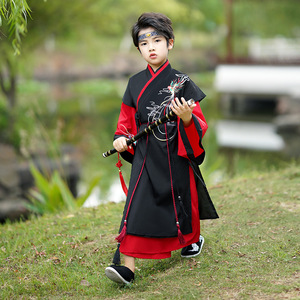 boys hanfu kids warrior swordsman cosplay gown boy hanfu Chinese wind embroidery costume handsome children costumes costume wholesale