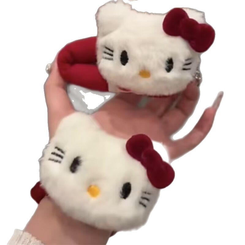 Cute Red Kt Cat Hair Clip Ins Plush Hellokitty Bow Hair Clip Girl DIY Clothing Accessories