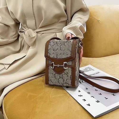 Plastic sealed 1955 women's handbag trendy horseshoe buckle box mobile phone bag printed shoulder crossbody small handbag for women