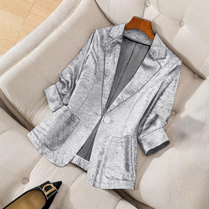 Amazon European and American Foreign Trade Cross-Border Three-Quarter Sleeve Suit Jacket Women's Thin New Style Fashionable Casual Small Suit