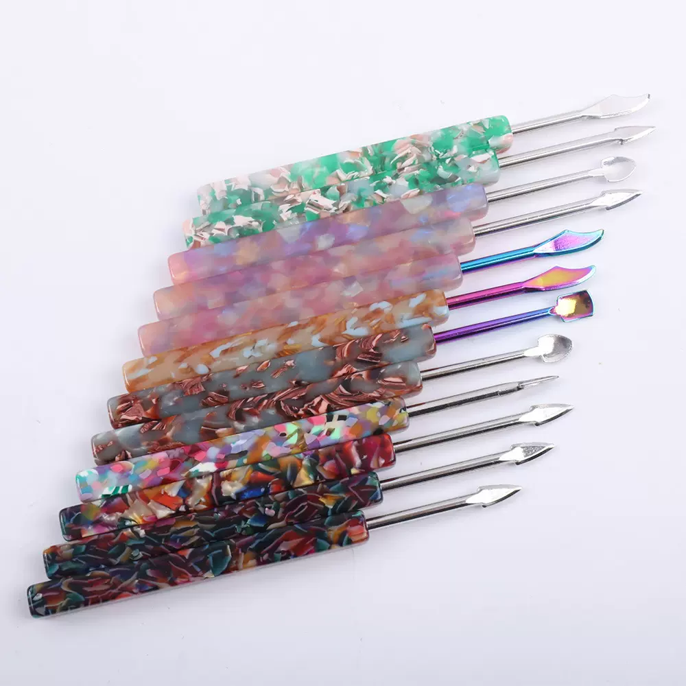 跨境新品大号烟膏勺 鱼贝贝壳多彩锌合金炫彩烟油勺金属烟具配件