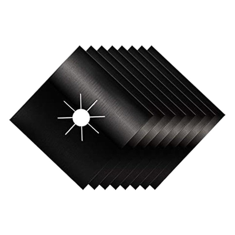 Negro estufa de gas almohadilla protectora incombustible antiadherente estufa de gas pad 0,2mm teflón antiadherente 27*27cm