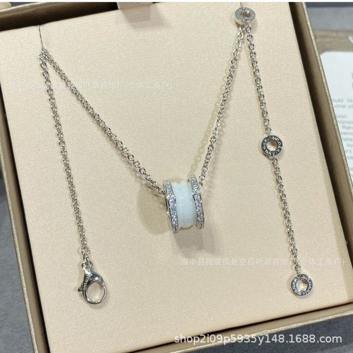 宝格弹簧项链小红人同款陶瓷边钻大小蛮腰V金CNC精工925银厚镀18K|undefined