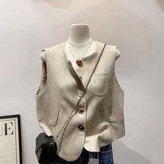 实物巨好看~圆领宽松无袖西装马甲外套女春季叠穿坎肩背心上衣