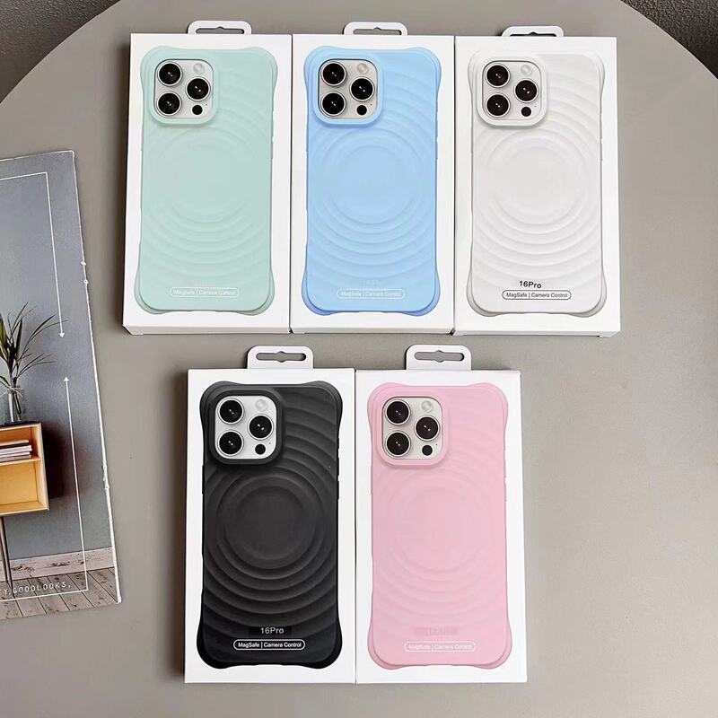 Suitable for Iphone16Promax Photo Ai Button Mobile Phone Case Apple 17 Stereo Wave Magnetic Liquid Silicone