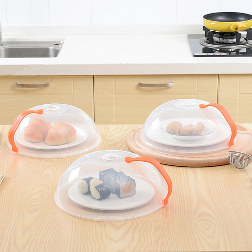 Microwave oven oil-proof cover with handle, anti-splash and high temperature resistant food grade fresh-keeping cover, special transparent hot dish cover for heating