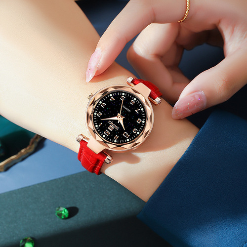 SENO Chennuo One Piece Live Broadcast Hot Selling Starry Sky Watch Women's Fashion Trend Waterproof Belt Quartz Watch