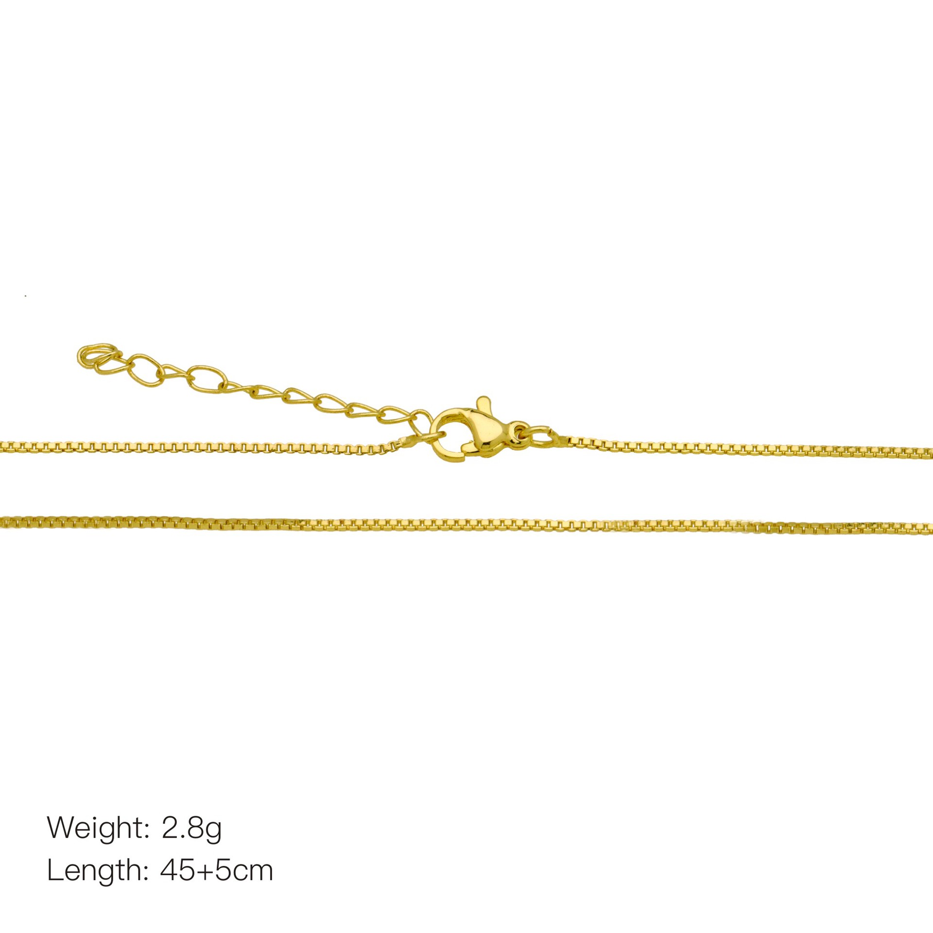 6g Weight 18K Gold Plated Plating Material Necklace Classification Copper Chain Material cable chain, box chain Chain Type 1 Piece Quantity Daily Occasion Copper Material Solid Color Pattern Women's Gender Simple Style, IG Style Style Copper 18K Gold Plated Solid Color Necklace 11