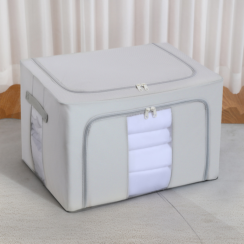 Bolsa de almacenamiento de tela Caja de almacenamiento con marco de acero Caja de almacenamiento de tela Oxford plegable Caja de almacenamiento de edredón con tapa Almacenamiento Big Mac