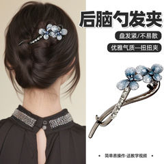花朵扭扭夹发夹头饰女2025新款高端后脑勺大号盘发抓夹一字夹发卡
