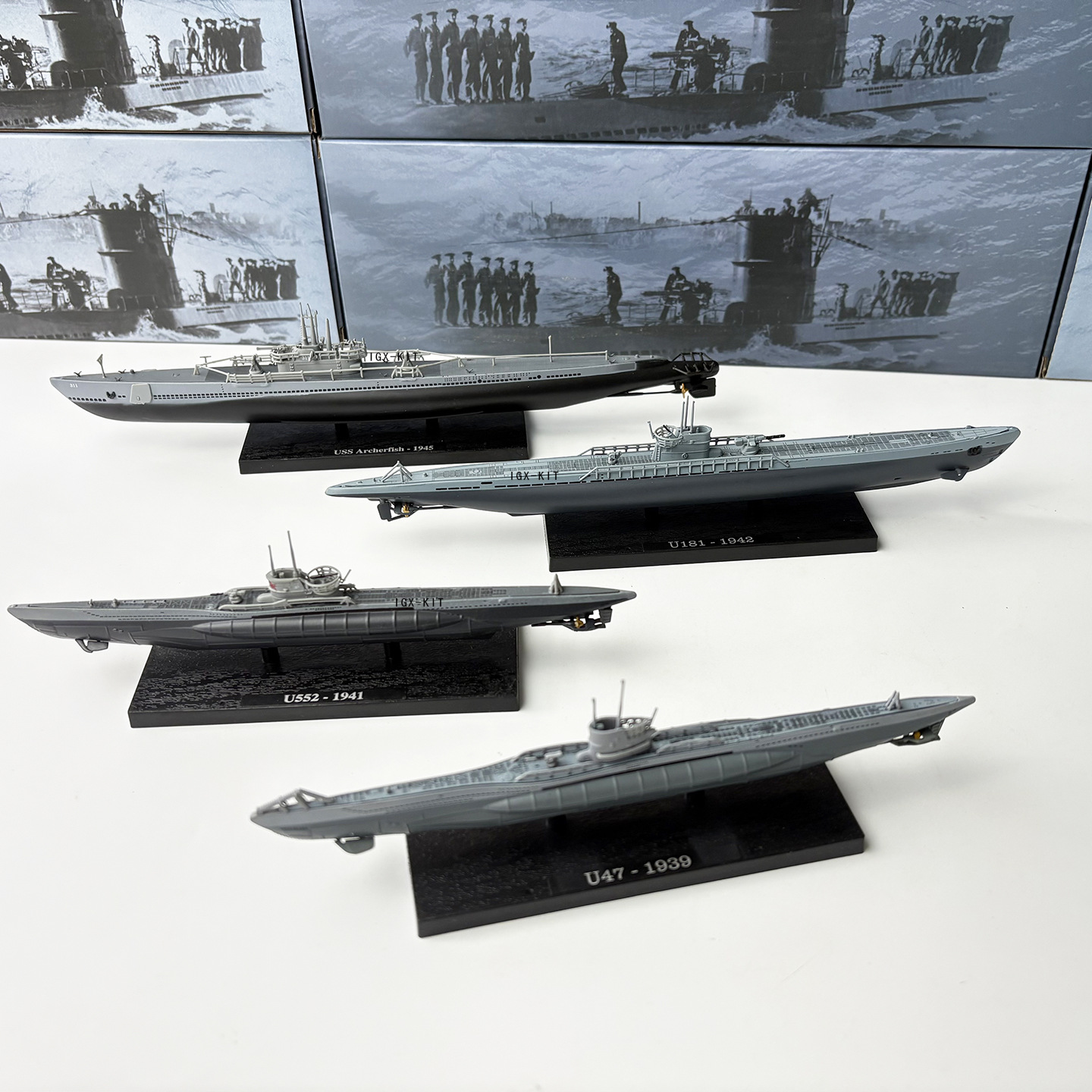 1/350 World War Ii U-Type Submarine U181U47U552 Water Jet Fish Static Artificial Finished Alloy Model Ornaments