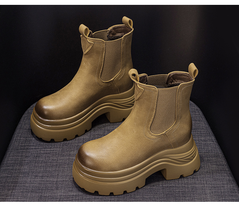 Boot Martin đế dày tăng chiều cao nữ phong cách Anh dáng ống khói — M2671-1 vàng lót nhung, M2671 một lớp màu đen, M2671 kaki một lớp bên trong, M2671-1 màu đen lót nhung chi tiết 29