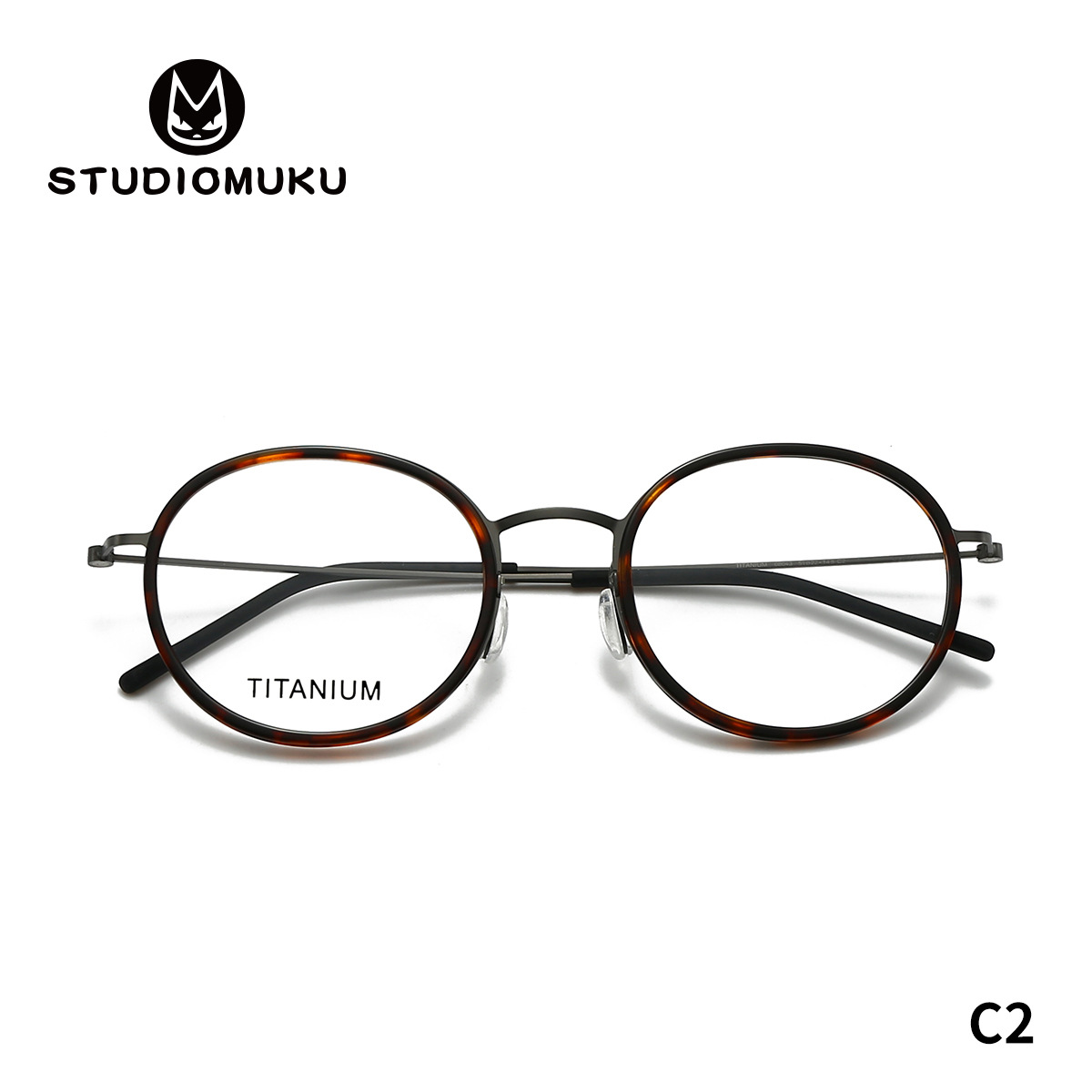 STUDIOMUKU gafas de madera cool retrógrado redondo marco de gafas minimalista placa clásica marco de gafas redondo universal