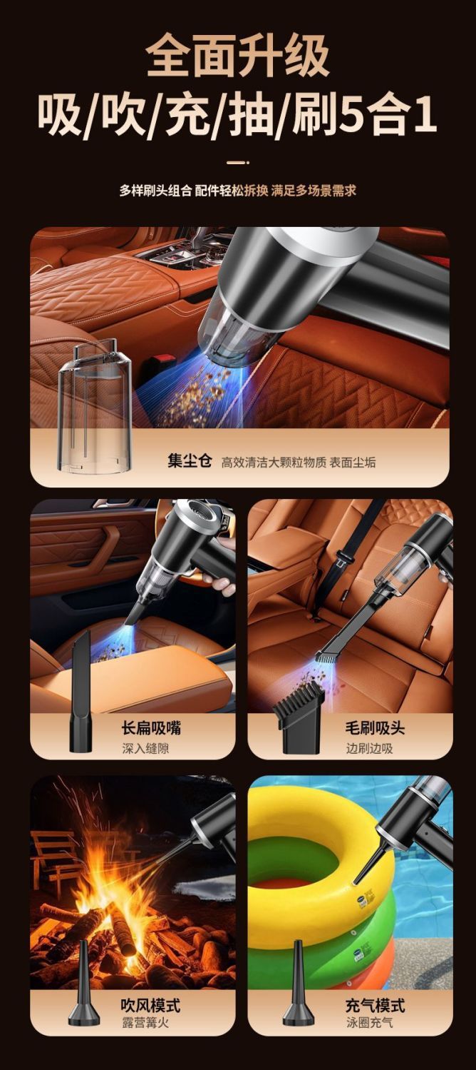 Car Vacuum Cleaner for Home and Car Dual-Use Small Rechargeable Handheld Powerful Indoor Sofa Window Groove Universal