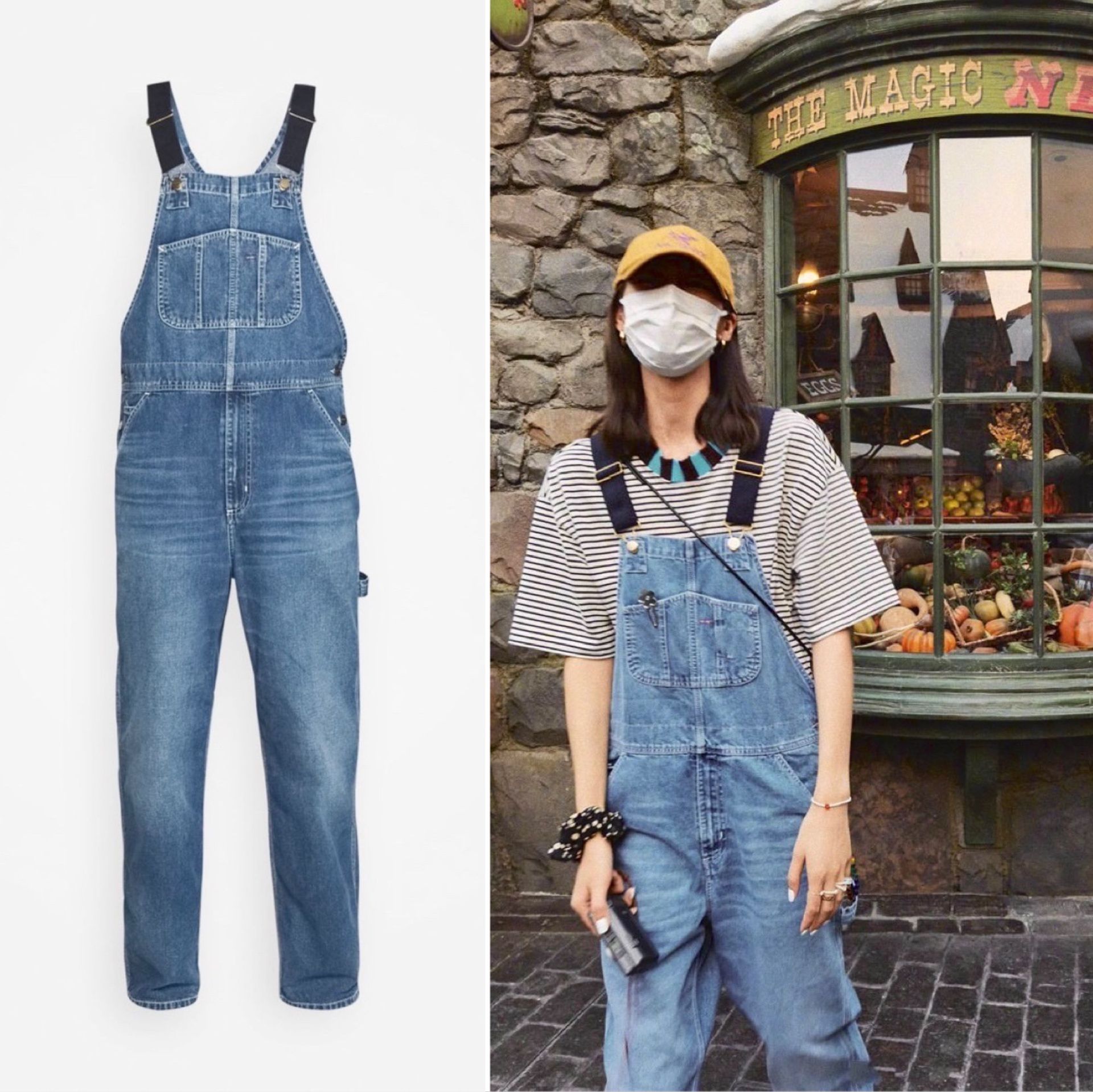 Demi-season denim overall with pockets