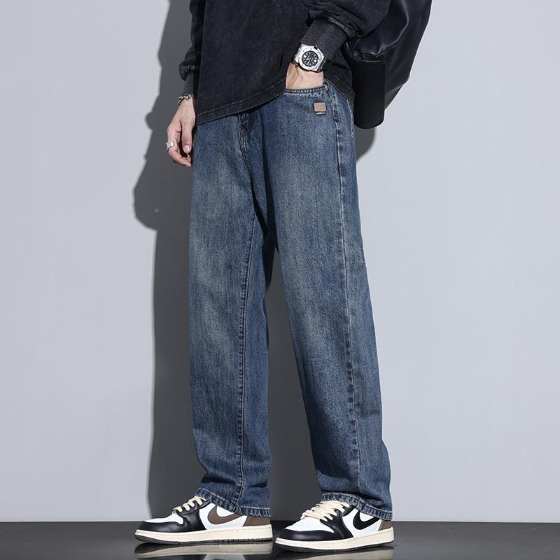 Pantalones denim simples, nuevo temperamento perezoso, estilo recto, moda de moda de Harajuku, literatura y arte. image 1