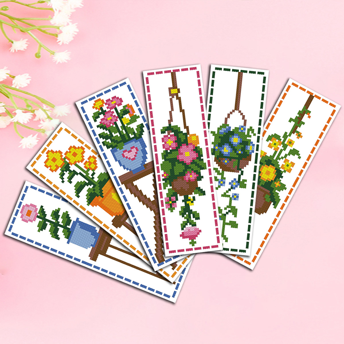 Marcapáginas Floral de Punto de Cruz con Diseño de la Mona Lisa, Artesanía Cultural y Creativa de Alta Gama, Regalo Hecho a Mano