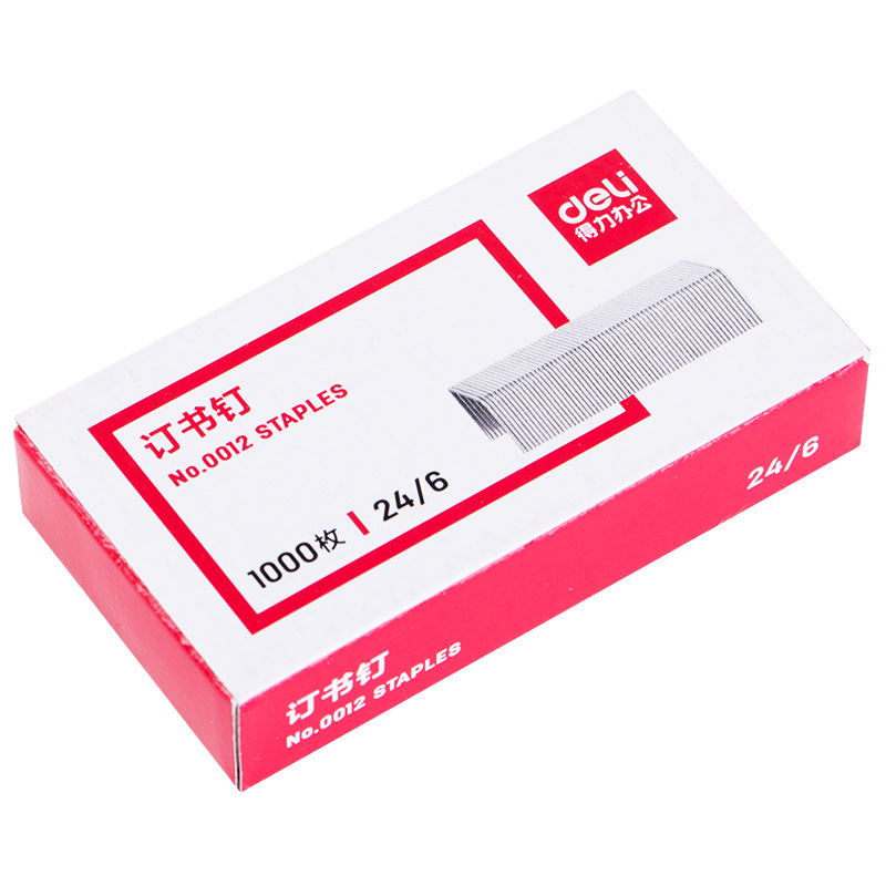 Deli staples, size 24/6, 1000 pieces, office stationery, metal staples, full series 0012 Deli staples, size 24/6, 1000 pieces, office stationery, metal staples, full series 0012