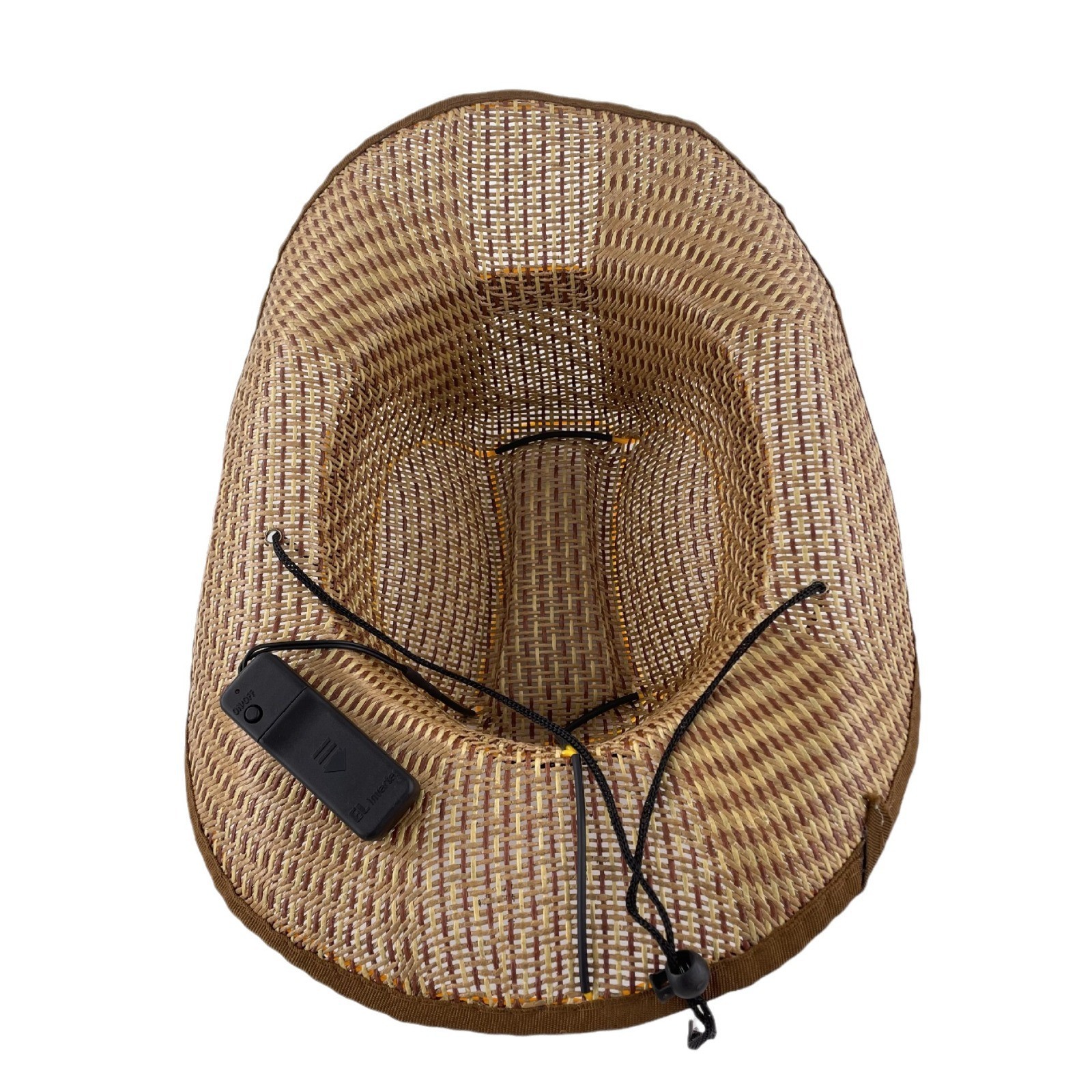 #614-3 3V无线款-草帽发光牛仔帽（翘沿卡其）（黄色）