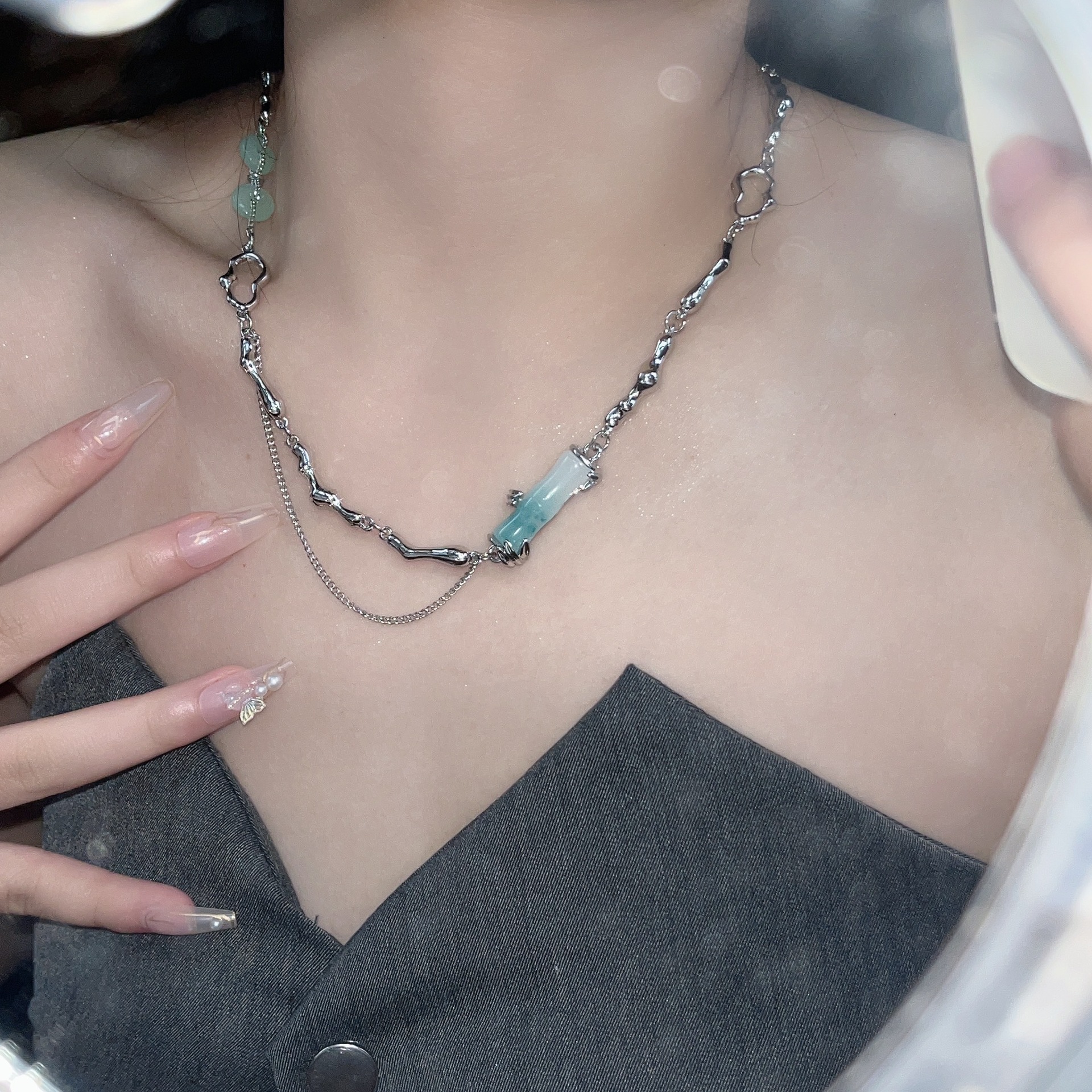 Chinoiserie Irregular Stainless Steel Plating Bracelets Necklace