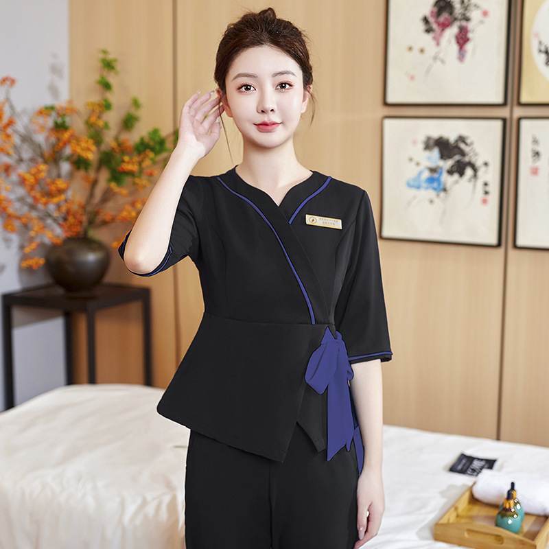新型作業服女性春秋美容師セットズボンファッション気質養生館足浴技術師服工服|undefined