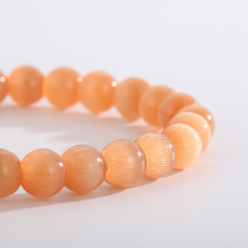 Retro Solid Color Stainless Steel opal Beaded Bracelets 1 Piece