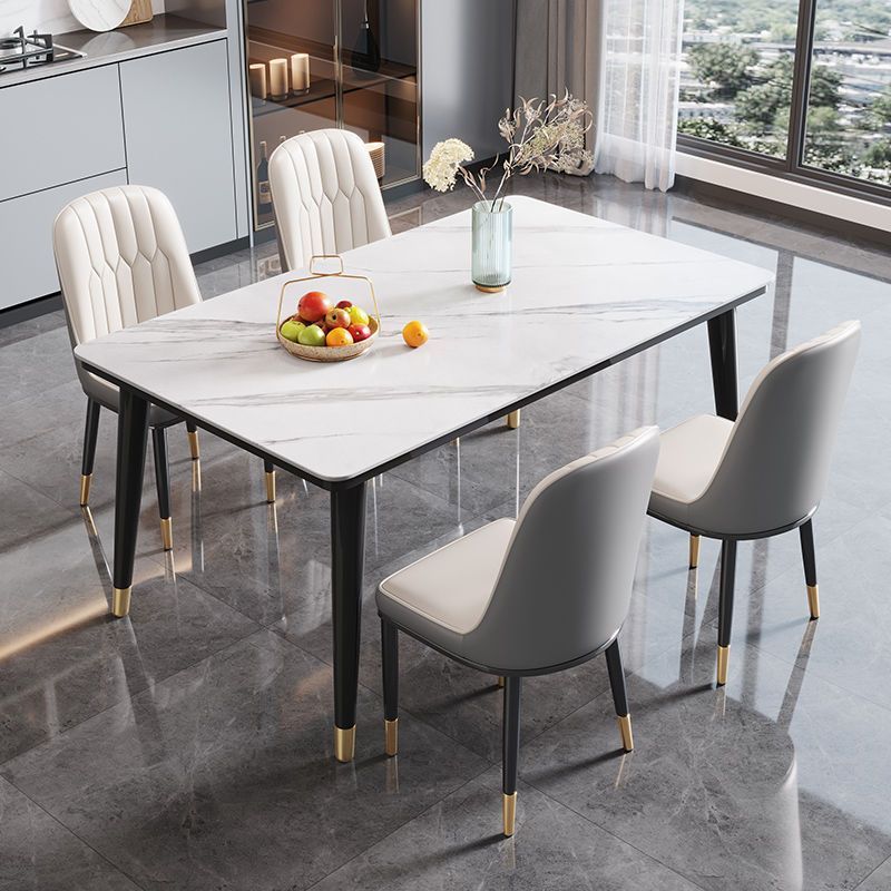 Nuevo estilo de red roja tabla de roca mesa de comedor combinación de silla de comedor hogar pequeño apartamento rectangular mesa silla mesa de comedor hogar al por mayor