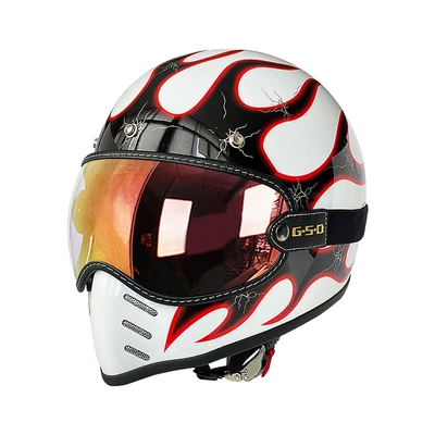 Motosiklet kaskı (dəbilqə) – Safety Helmet 3C - red-flame-on-white-background-color-mirror-m55-56
