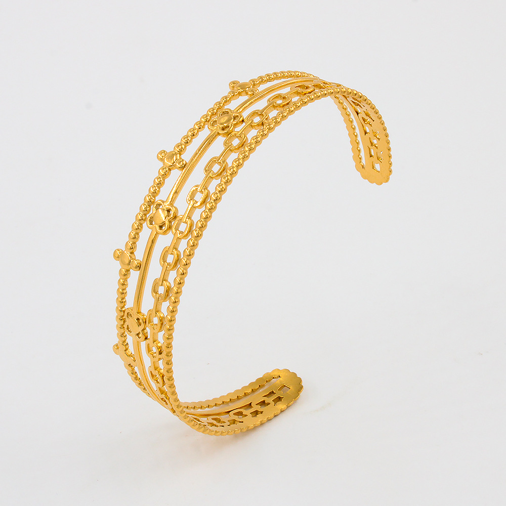 15g Weight Bangle Classification 1 Piece Quantity Daily Occasion Stainless Steel Material Geometric Pattern Plating Design Simple Style Style Simple Style Geometric Stainless Steel Plating Bangle 1 Piece 2