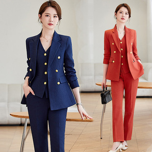 navy blue Suit suit Women's Spring and Autumn Professional Fortress Temperament Goddess Fan High-end Workwear Suit Jacket Work Clothes