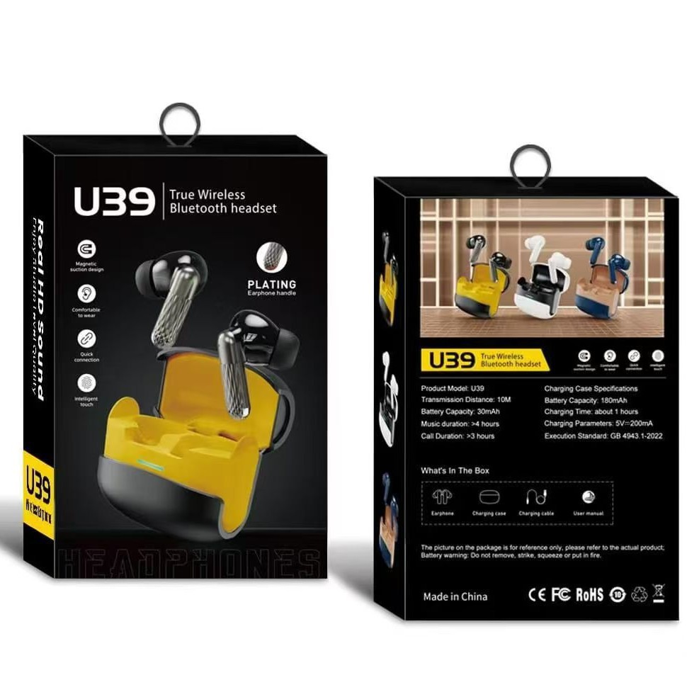 Explosión transfronteriza U39 auriculares inalámbricos Bluetooth TWS larga duración auriculares deportivos fabricantes al por mayor