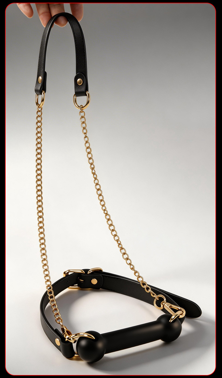 Jiuai Traction Mouth Ball Gag with Nipple Clamps, PU & Silicone Adult Couples Play — detail image 16