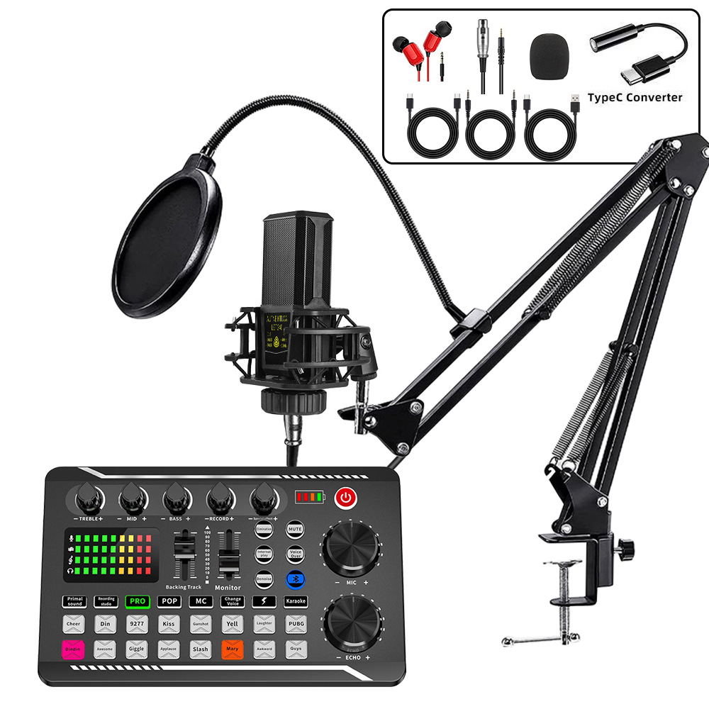 240 micrófono de condensador micrófono v8 teléfono celular tarjeta de sonido inglés computadora podcast interfaz typec conjunto de transmisión en vivo