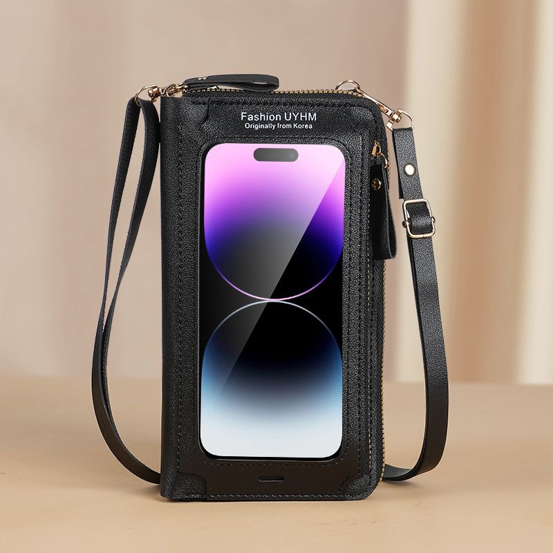 Nueva pantalla táctil bolso del teléfono móvil de las mujeres crossbody antirrobo bolso de hombro multifuncional versátil transparente mini bolso del teléfono móvil de la cartera