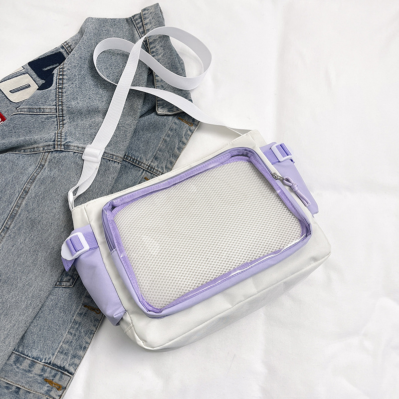 Bolsa de dolor de estudiantes de ultrafuego, bolsa de hombro visual transparente, bolsa escolar simple de gran capacidad, bolsa de dos dimensiones, bolsa de mano.