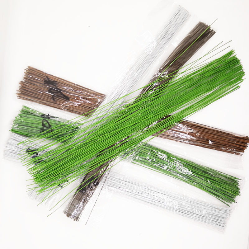 Alambre floral No. 18-28 Alambre de hierro envuelto en papel de 36CM, fondant, bricolaje, ramo tejido de flores permanentes hecho a mano, venas de hojas verdes