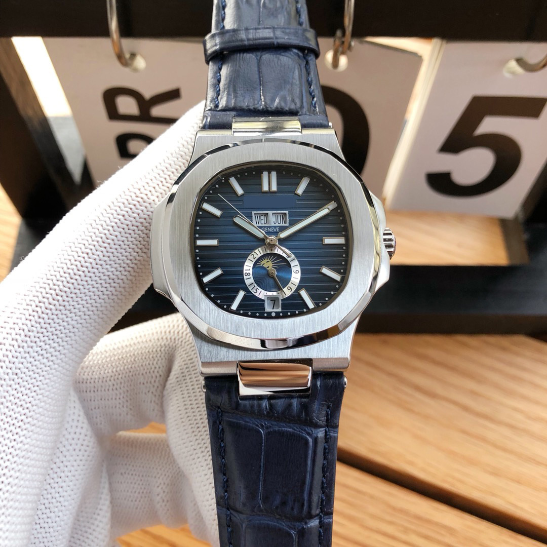 Nautilus Series Multifunctional Men's Mechanical Watch 2021 New European and American Simple Business Belt Watch Men's Chronograph