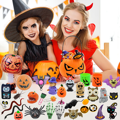 Halloween Nian Nian Yue Soft Cute Cartoon Pumpkin Stress Relieving Toy  Halloween 24PCS Group Blind Box Cross-border