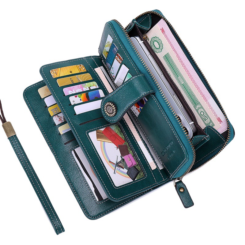 Transfronterizo caliente nuevo RFID antirrobo cepillo de las mujeres de la cartera de cremallera larga Cartera de Europa y América de gran capacidad de la cartera de mano