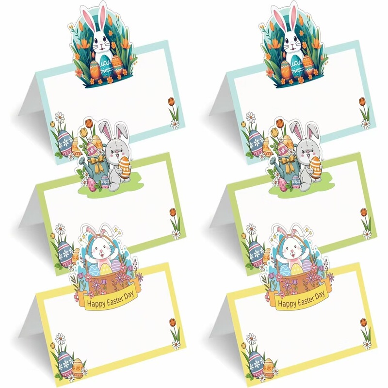 Easter Bunny Egg 3D Folding Seat Card Cartoon Spring Party Handwritten Name Table Seat Card Easter Bunny Egg 3D Folding Seat Card Cartoon Spring Party Handwritten Name Table Seat Card