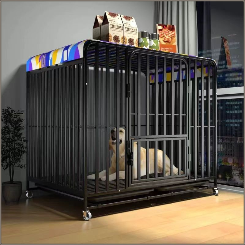 Dog Cage with Six Full Tubes, Large Dog Cage, Thickened Medium-Sized Dog Cage, Golden Retriever Labrador Indoor with Toilet