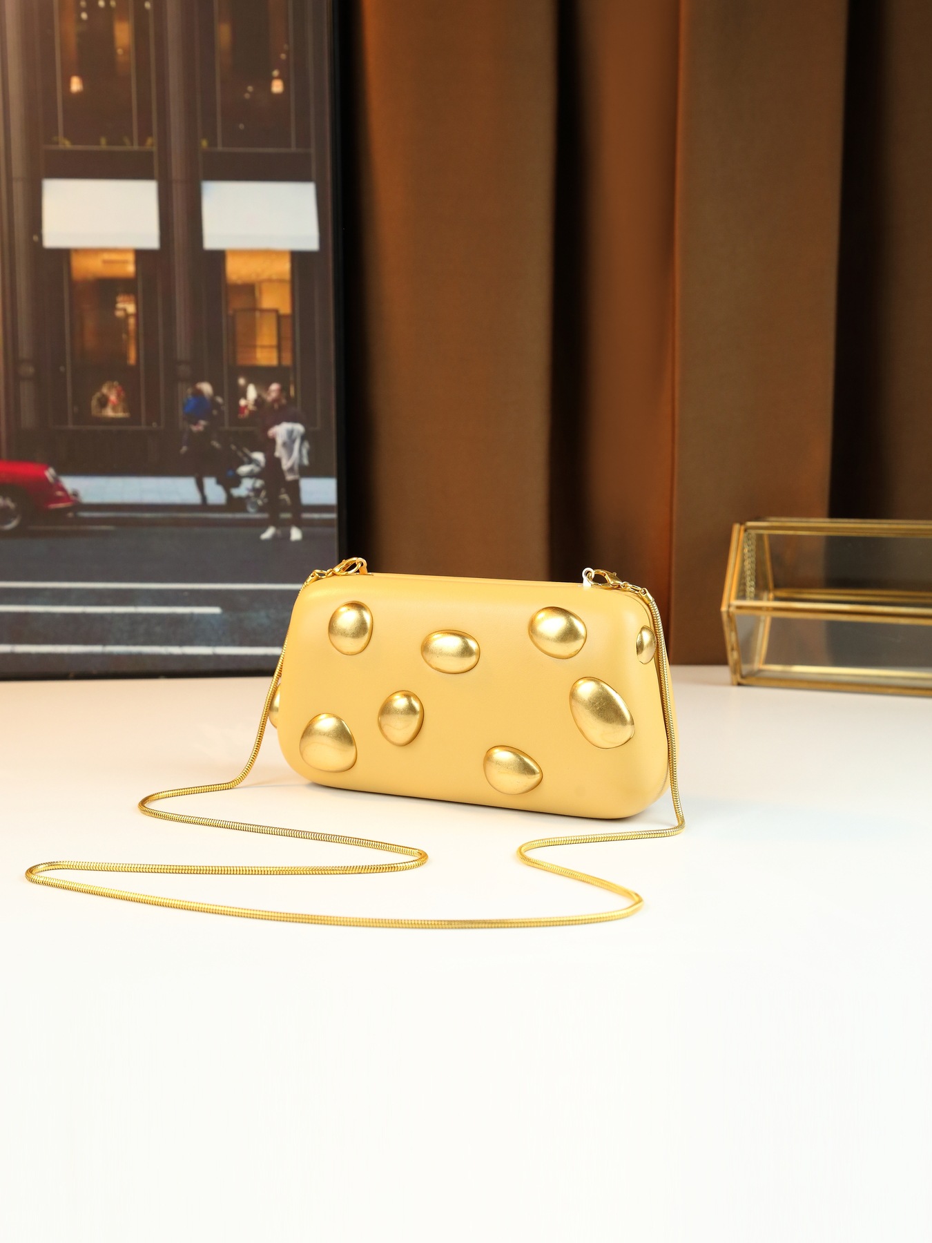 Borsa a tracolla box a pois elegante borsa minimalista per donna_voghion.com