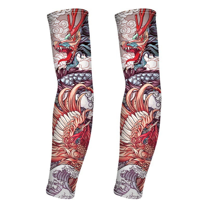 Ricky Tattoo Sleeves Summer Ice Silk Sleeves Sunscreen UV Protection Seamless Sweat Absorbing Breathable Sleeves Flower Arm Ice Sleeves