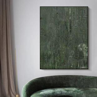 Hand-Painted Oil Painting "Condensation of Green" Abstract Wabi-Sabi Style Decorative Painting for Entrance, Modern Minimalist Living Room Texture Wall Art