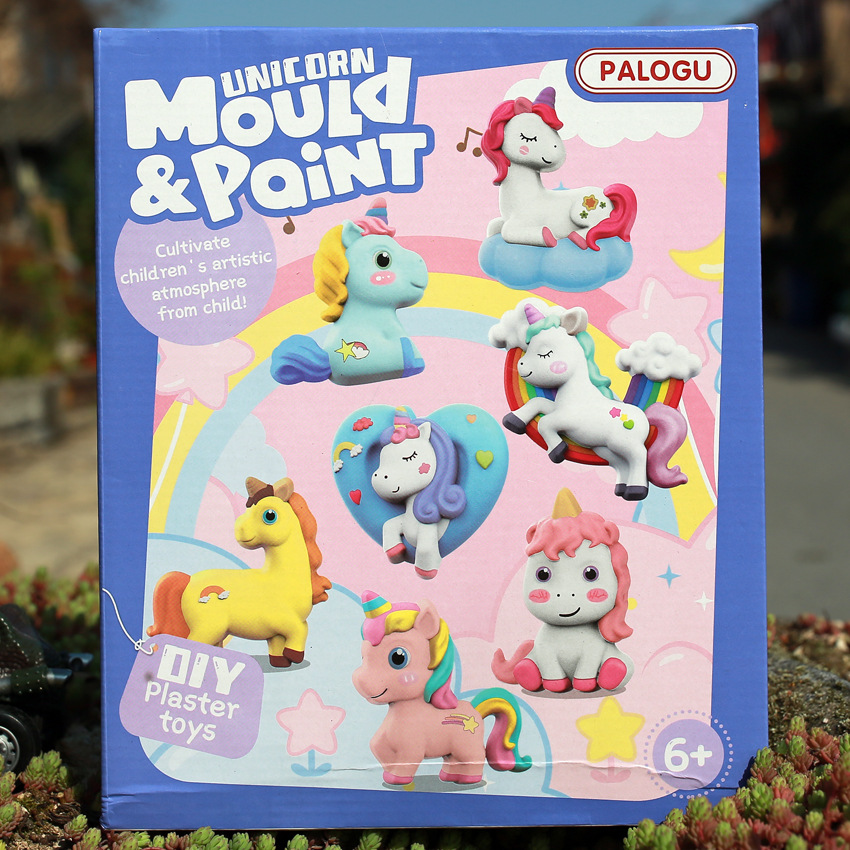 新款儿童石膏娃娃创意涂色涂鸦彩绘卡通手工diy创意绘画套装玩具