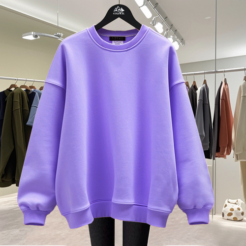 Solid color top, round collar, regular style, velvet thick sweater, autumn and winter hot style, men and women, same style