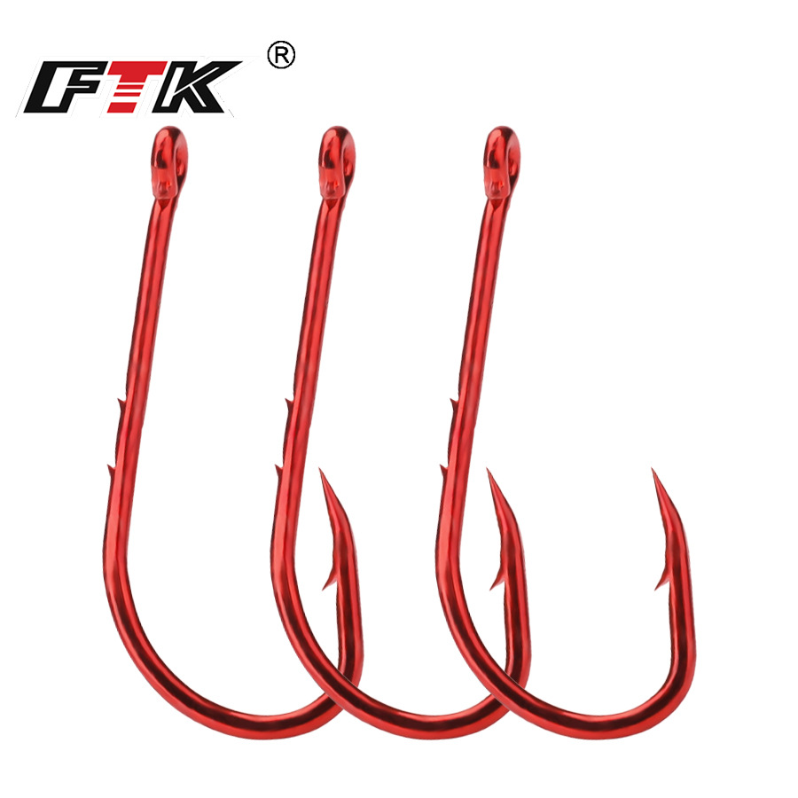 FTK Double Back Treble Hook 100 Pieces Red Lure Fishing Hook for Sea Fishing with Barbed Long-Range Carbon Steel Fishing Hook Cross-Border Wholesale