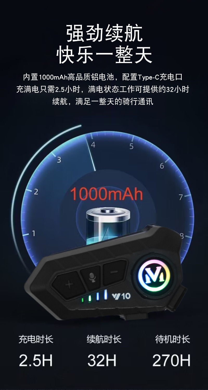 Cross-border bestseller Y10 helmet wireless Bluetooth headset with lights, waterproof, long battery life, and intelligent noise cancellation